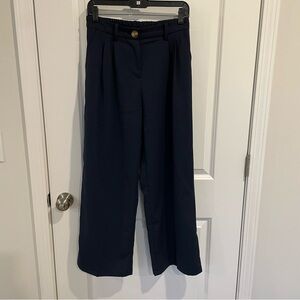 Lillusory navy blue wide leg elastic waistband Pants Women Medium Like New